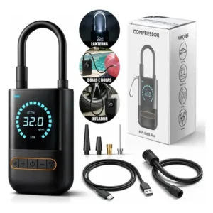 Compressor de Ar Digital Portátil Lumi, para Pneus de Carro, Moto e Bike, com Tela LED - Imagem 6