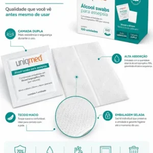 Alcool Swab 70% 1000un Saches Lencos Umedecidos Uniqmed - Imagem 4