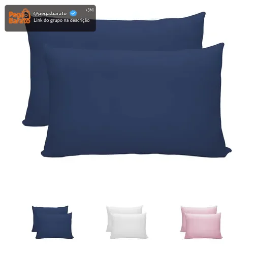 Kit 2 Fronhas King 50x90 cm 100% Algodão Malha Lisa Envelope Capa Travesseiro Mini Xuxão Avulsa Antialérgica Respirável Macia Confortável Toque Suave Não Amassa Azul Marinho 2 Peças - Renova Enxovais
