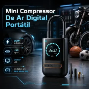 Mini Compressor De Ar Digital Para Pneus Carro Moto Bike 150psi Recarregável 4000mah - Imagem 3