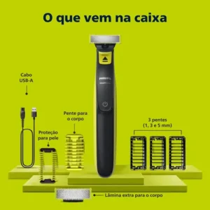 Barbeador e Aparador Elétrico Philips OneBlade para Rosto & Corpo Sem Fio e À Prova D'Água - QP2824/10 - Imagem 10