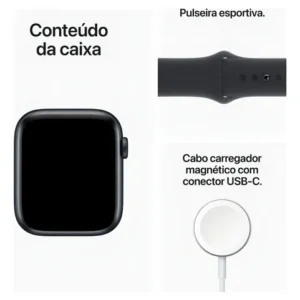 Apple Watch SE GPS (2da gen) - Caixa meia-noite de alumínio 44 mm - Pulseira esportiva meia-noite - Padrão - Imagem 8
