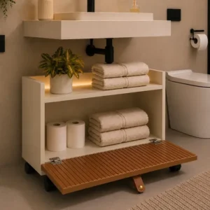 Armario Gabinete Com Porta Basculante Para Banheiro Moderno - Imagem 5