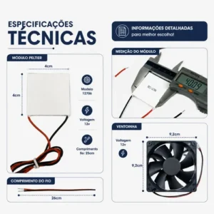 Kit Pastilha Placa Peltier, Cooler E Pasta Térmica Universal - Imagem 5