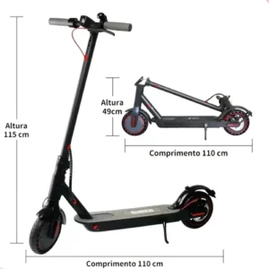 Patinete Scooter Elétrico Dobrável Com Velocidade E Autonomia De 30 Km Bluetooth Cor Preto MESTRI M-140 - Imagem 11