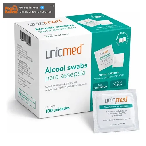 Alcool Swab 70% 1000un Saches Lencos Umedecidos Uniqmed