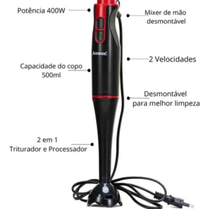 Mixer Apr 400 Lâmina De Aço 2 Velocidade 400w Amvox Cor Preto - Imagem 2
