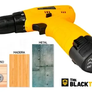 Parafusadeira Furadeira 3/8 A Bateria Tb12a The Black Tools Jogo Brocas E Buchas 300 Peças - Imagem 5