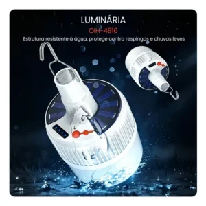 Kit2 Lâmpada De Led Solar Pesca E Acampamento Com Controle - Imagem 9
