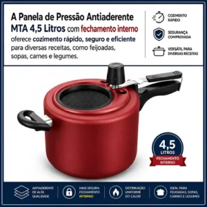 Panela De Pressão Mta Com Visor Grande Antiaderente 4,5 Litr - Imagem 8