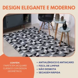 Tapete Jacquard 2.00x1.40m Sala Quarto Base Antiderrapante - Imagem 5