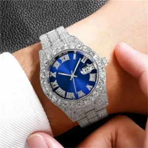 Relogio Quartzo Prata Masculino Diamante Cravejado - Imagem 4