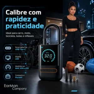Mini Compressor De Ar Digital Para Pneus Carro Moto Bike 150psi Recarregável 4000mah - Imagem 5