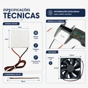 Kit Pastilha Placa Peltier, Cooler E Pasta Térmica Universal - Imagem 4
