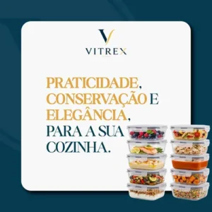Kit 10 Pote De Vidro Marmita Hermético 640ml Freezer Fitness Vitrex - Imagem 8