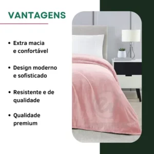 Cobertor Manta Casal Microfibra Flacee Quentinha 2,20 X 1,80 Macia Veludo Liso Cor Rosa Claro Premium - Imagem 3