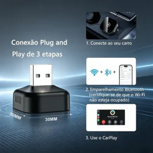 Adaptador Android Carplay Auto Wireless Bluetooth/ Wi-fi 2 Em 1 Voz Inteligente Usb-c - Imagem 2