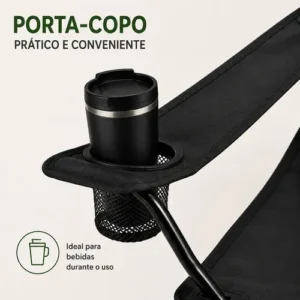 Cadeira De Pesca Dobrável Com Apoio De Braço E Porta Copos Cor Preto B&G SHOPPING - Imagem 8