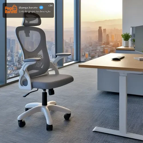 Cadeira De Escritório Columbus Presidente Ergonomica Cinza Mesh