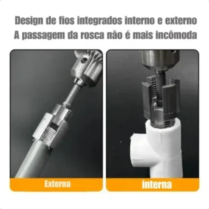 Kit 2 Chaves Rosqueador Tarraxa Cano Tubo PVC 1/2 3/4 Rosca Interna Externa Ferramenta Manual 2 Em 1 - Imagem 7