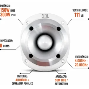 Tipo de alto-falante super tweeter JBL ST400 Trio para carro/caminhonete cor branco 4.724" X 5.512" x 1 unidade - Imagem 3