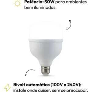 Kit 10 Lampadas Led Bulbo Hp 50w 6500k E27 110v/220v Alut - Imagem 6