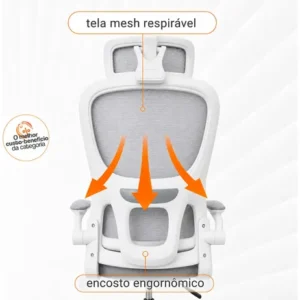 Cadeira Escritório Ergonômica Atlanta Preta Suporte Lombar - Imagem 4