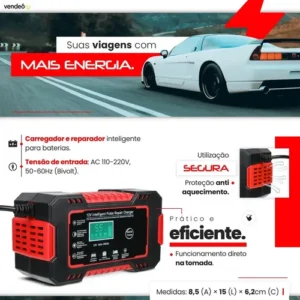 Carregador De Bateria Inteligente Reparador Automotivo Kateluo 12v 6a Recupera Baterias 4ah A 100ah Carro Moto Lancha Jetski Caminhão Proteção Contra Curto - Imagem 3