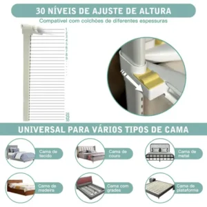 Grade Proteção Cama Bebê Ajustável Infantil Lateral Água150 Grade Proteção - Imagem 6