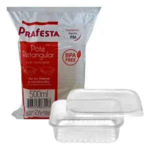 144un Pote Descartável 500ml Freezer Microondas Marmita Cristal - Imagem 4