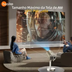 Projetor Basike Inteligente Telescópico com Wi-Fi e Bluetooth, Full HD 4K para Cinema e Jogos - Imagem 3