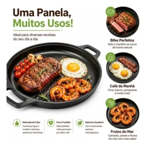 Frigideira De Ferro Fundido 28cm Para Bifes E Grelhados - Imagem 2
