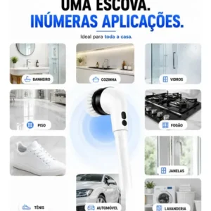Escova De Limpeza Elétrica 9 Em 1 Giratória 360° Multiuso Esfregão Mop Recarregável Com Cabo Alongador Para Banheiro Cozinha Piso Azulejo Janela Rejunte Vidro - Imagem 4
