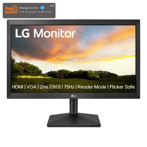 Monitor PC LG 19.5'' 20MK400H-B LED HD HDMI VGA (D-Sub) 75Hz 2ms(GtG) Ajuste de Inclinação Reader Mode