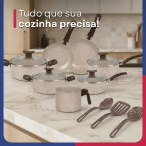 Jogo De Panelas Antiaderentes 10 Peças Baunilha Nacional - Imagem 7