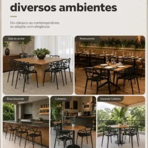 Kit 6 Cadeiras de Jantar Allegra Waw Design Empilhável em Polipropileno Preto - Imagem 8
