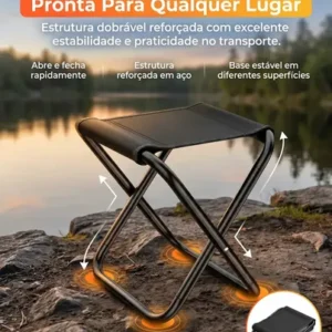 Mini Cadeira Dobrável Portátil Banco Pesca Camping Fila Resistente Banqueta Sólar - Imagem 7