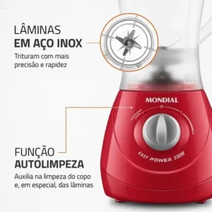 Liquidificador Easy Power 550w L-550-r Mondial Vermelho - Imagem 7