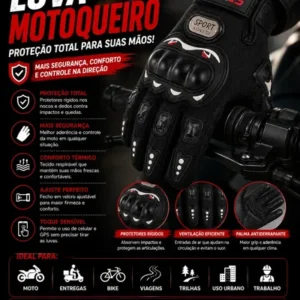 Kit Moto Luva Touch Balaclava Manguito Proteção Uv50+ - Imagem 5