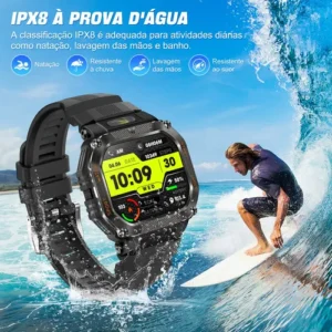 Smartwatch Relógio Inteligente Gps Chamadas Bluetooth Novante Masculino Feminino Moda Esportivo Digital Preto Ipx8 Água Tela Hd 1.83 480mah Android Ios Notificações Instantâneas Com Lanterna Bússola - Imagem 7