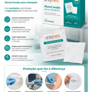 Alcool Swab 70% 1000un Saches Lencos Umedecidos Uniqmed - Imagem 2