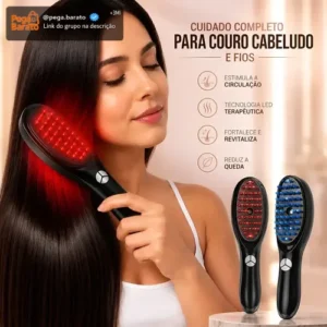 Escova Massageadora Capilar Led 4 Em 1 Terapêutica Cabelo - Imagem 1