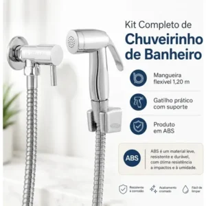 Ducha Higiênica Chuveirinho de Banheiro 1.20m Bidê Forte Lar 1/4 Volta - Imagem 6