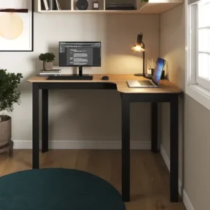 Mesa em L Orgânica Curva 120cm para PC Escrivaninha de Canto Home Office Design Industrial Moderno Gamer, Estação de Trabalho Angular para Escritório – Modelo Legos - Imagem 7