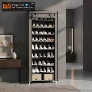 Sapateira Organizador De Sapatos Com 9 Prateleiras Tnt Cor Cinza - Imagem 1