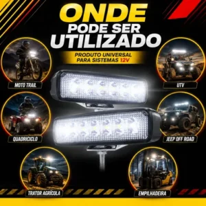 Kit 2 Farol De Milha Led Mini Barra 6 Leds 18w 12v - Imagem 3