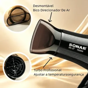 Secador De Cabelos 220v Bivolt 240v Quente Frio Temperatura - Imagem 4