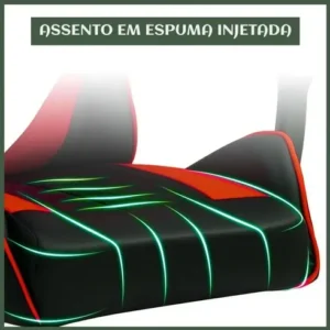Cadeira Gamer Reclinável Ergonômica Com Apoio Para Pés e Cabeça de Couro Sintético Vermelho Sweet Studio - Imagem 6