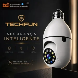 Câmera de Segurança Lâmpada Techfun Wi-Fi PTZ 1080p com Visão Noturna e Áudio Duplo - Imagem 1