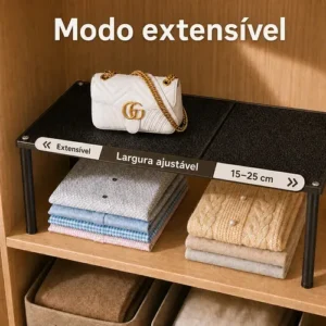 Organizador De Armário Extensível 37 A 62cm Preto - Imagem 8